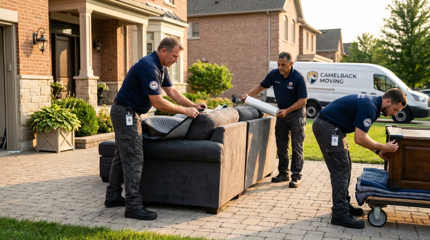 Large estate moving crew wrapping furniture in Shelbyville, IN